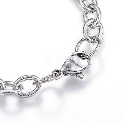 Tarnish Resistant 304 Stainless Steel Charm Bracelets BJEW-G544-04P-1