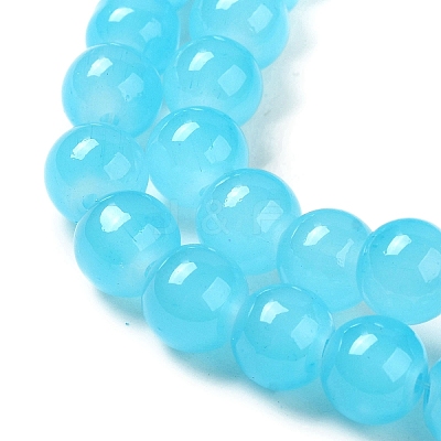 Baking Paint Imitation Jade Glass Round Bead Strands X1-DGLA-Q021-8mm-06-1
