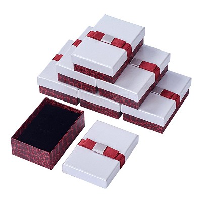 Kraft Cotton Filled Rectangle Cardboard Jewelry Set Boxes with Bowknot X-CBOX-N006-03-1
