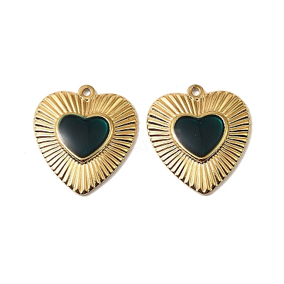 304 Stainless Steel Enamel Pendants STAS-I371-31G-04-1