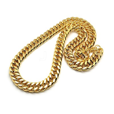 Fashionable 304 Stainless Steel Cuban Link Chain Necklaces STAS-A028-N065G-1
