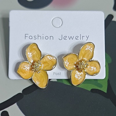 Alloy Enamel Stud Earrings with Brass Earring Pins FS-WGE19F2-10-1