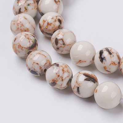 Sea Shell and Synthetic Turquoise Assembled Beads Strands X-G-G758-08-8mm-1