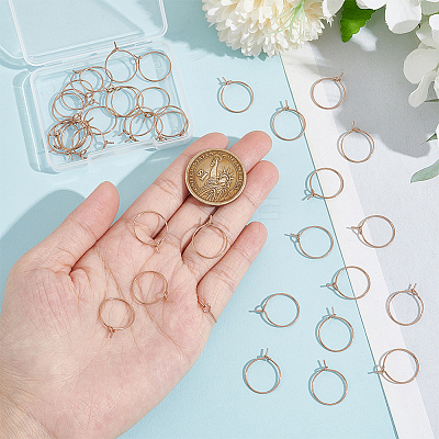 40Pcs 316L Surgical Stainless Steel Hoop Earring Findings STAS-UN0053-41RG-1
