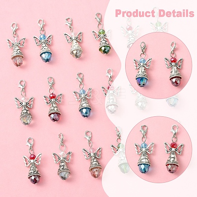 20Pcs 5 Colors Angel Glass Acrylic Pendants HJEW-FS00016-1