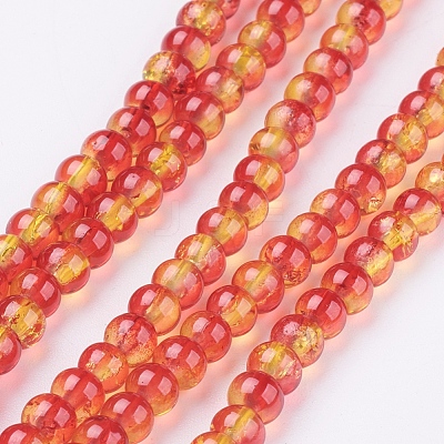 Spray Painted Crackle Glass Beads Strands CCG-Q002-4mm-10-1