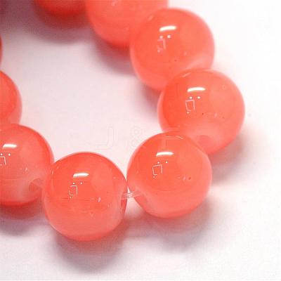 Baking Paint Imitation Jade Glass Round Bead Strands DGLA-Q021-6mm-31-1