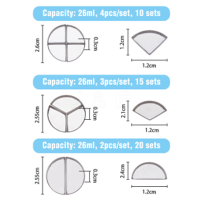3 Style 2/3/4 Compartments Empty Round Iron Eyeshadow Replacement Box FIND-FH0007-33-1
