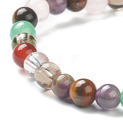 Natural Mixed Wealth Stone Beaded Stretch Bracelets BJEW-D446-B-39-1