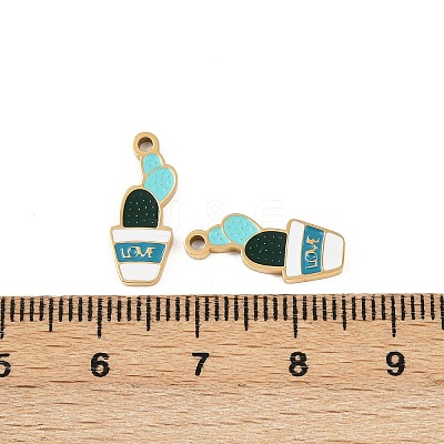 304 Stainless Steel Enamel Pendants STAS-C137-03A-G-1
