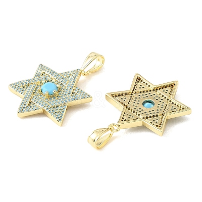Brass Micro Pave Sky Blue Cubic Zirconia Pendants CU-CBA6938-04G-02-1
