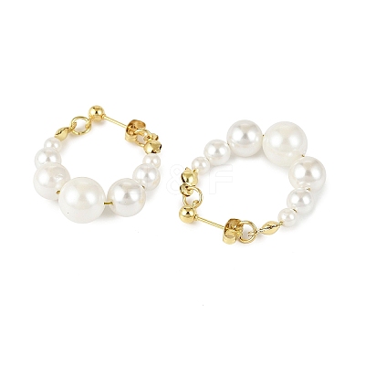 Shell Pearl Beaded Dangle Stud Earrings EJEW-JE06362-01-1