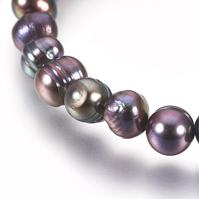 Natural Pearl Stretch Bracelets BJEW-JB03912-1
