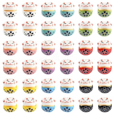 10Pcs Handmade Printed Porcelain Beads PORC-YW0001-29A-1