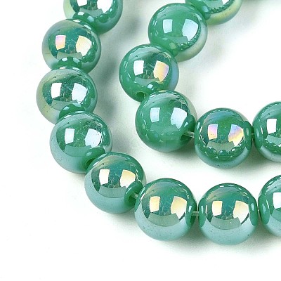 Electroplate Opaque Glass Beads Strands GLAA-T032-P8mm-AB12A-1