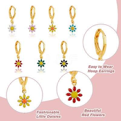 28Pcs 7 Colors Brass Enamel Dangle Leverback Earrings EJEW-AB00029-1