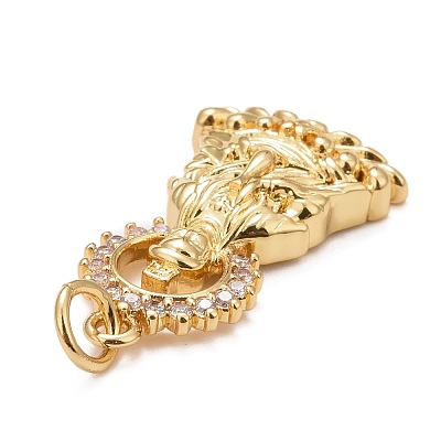 Rack Plating Brass Micro Pave Clear Cubic Zirconia Pendants KK-M229-31G-1