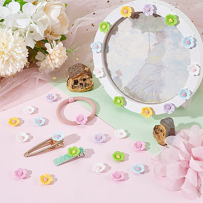 36Pcs 6 Colors Opaque Resin Cabochons CRES-AR0001-28-1
