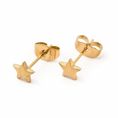 304 Stainless Steel Star Stud Earrings for Women EJEW-C004-02G-1