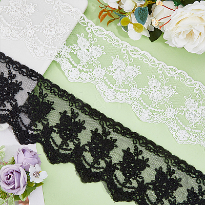8 Yards 2 Colors Cotton Lace Trims SRIB-HY0001-06-1