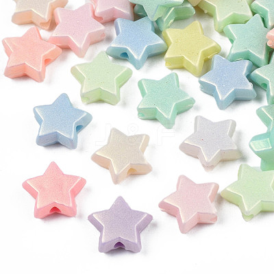 Spray Painted Frosted Opaque Acrylic Beads ACRP-S679-43A-1