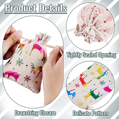 20Pcs 4 Styles Christmas Cotton Fabric Cloth Bag ABAG-TA0002-11-1
