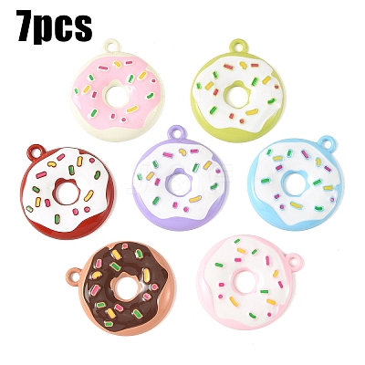 7Pcs 7 Colors Spray Painted Alloy and Enamel Big Pendants ENAM-YW0008-21-1