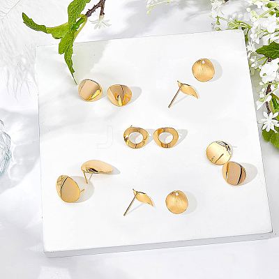 Brass Stud Earring Findings KK-BC0006-45G-1