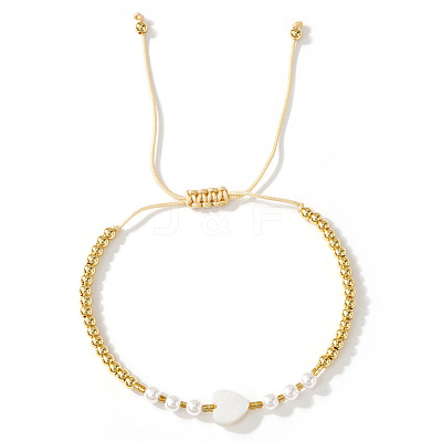 Handmade Brass & Imitation Pearl Round Beaded Bracelets LS-YH5085-1-1