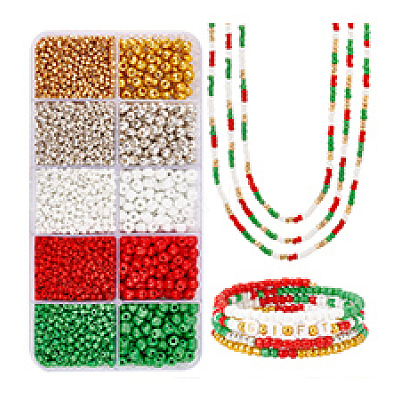3500Pcs 10 Style Glass Round Seed Beads SEED-PH0002-15-1