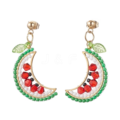 304 Stainless Steel Glass Fruit Dangle Stud Earrings EJEW-MZ00524-1