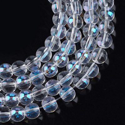 Electroplate Glass Beads Strands X-EGLA-Q062-8mm-A08-1