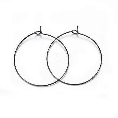 304 Stainless Steel Hoop Earring Settings Ion Plating(IP) STAS-H467-01B-35MM-1
