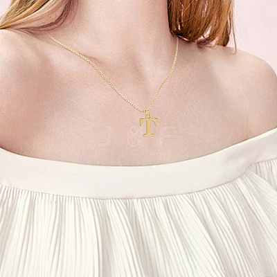 1pc 304 Stainless Steel Letter Pendant Necklaces NJEW-LP0001-38T-G-1