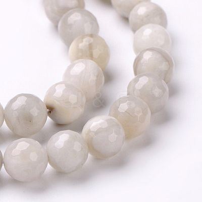 Faceted Natural Agate Round Bead Strands G-L383-11-10mm-1