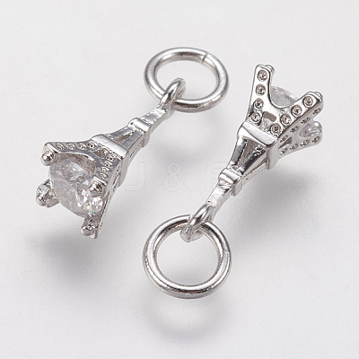 Brass Micro Pave Cubic Zirconia Charms ZIRC-G133-04P-1