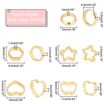 50Pcs 5 Style Brass Bead Frame KK-PH0004-25-1