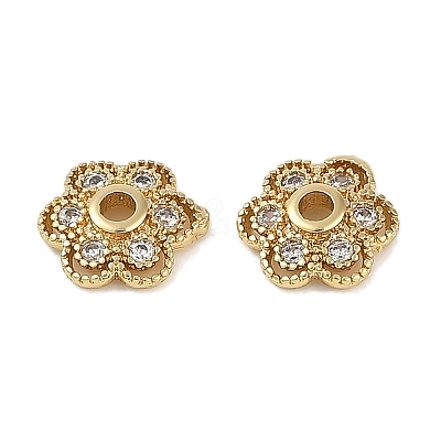 Brass Micro Pave Clear Cubic Zirconia Bead Caps KK-I719-13B-G-1