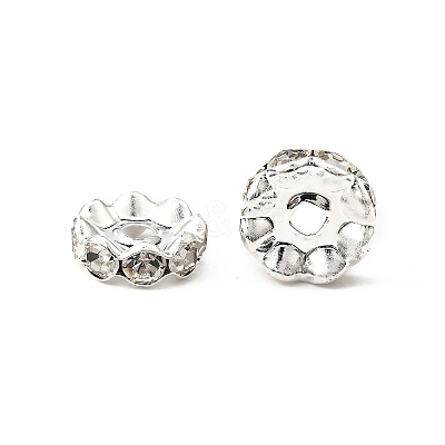Brass Rhinestone Spacer Beads RB-A014-L12mm-01S-1