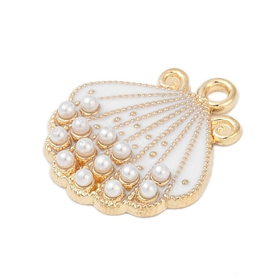Alloy Enamel Pendants with Plastic Imitation Pearl FIND-Z070-04G-04-1