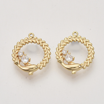 Brass Cubic Zirconia Links connectors X-KK-N216-06-1