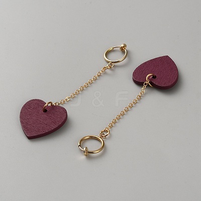 Alloy Wood Hoop Earrings EJEW-WH0098-41G-1