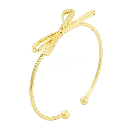 Brass Bowknot Cuff Bangles for Women BJEW-Z072-03G-03-1