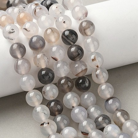 Natural Dendritic Agate Beads Strands G-C011-10mm-01-1