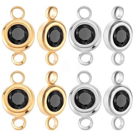20Pcs 2 Colors 304 Stainless Steel Jet Rhinestone Links/Connectors STAS-BBC0009-18-1
