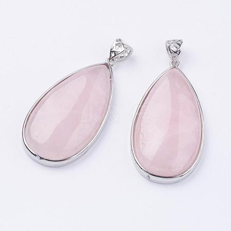 Natural Rose Quartz Big Pendants G-I184-08-1