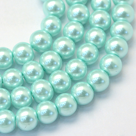 Baking Painted Pearlized Glass Pearl Round Bead Strands HY-Q003-10mm-45-1