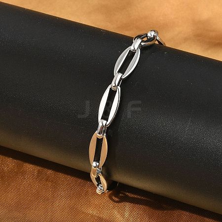 304 Stainless Steel Oval Link Chains Bracelets for Men & Women BJEW-D042-34P-1