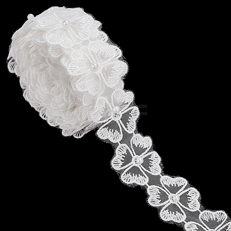 5 Yards Polyester Flower Lace Trim Ribbon OCOR-WR0001-92-1