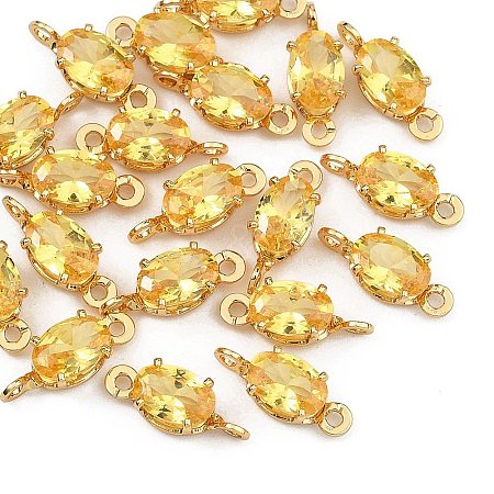 SHEGRACE Brass Pave Cubic Zirconia Oval Connector Charms XGRQ2O646-437C-G-1
